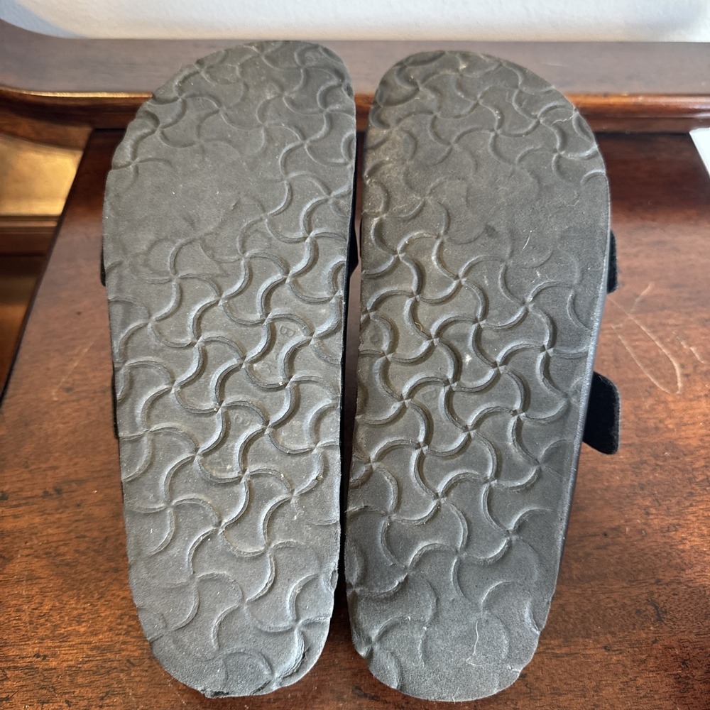 Size 40 Birkenstock Arizona Sandals Black Leather Double Strap Cork Footbed - Picture 9 of 14
